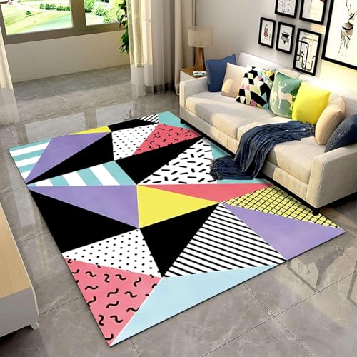 Teppich Kinderteppich Wohnzimmerteppich Schlafzimmerteppich 3D-Gedruckter Superweicher Flanellteppich Geometrische Kunst - Polyester-Soft-Touch,Leicht Zu Reinigen 50 X 80 cm -91861685674 von Generic