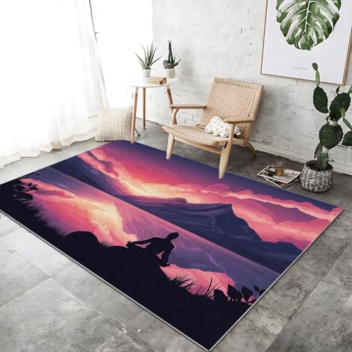 Teppich Kurzflor, Waschbar Weich Teppich für Wohnzimmer Schlafzimmer Esszimmer, Teppiche Natur Ruhiger Sonnenuntergang Muster Mauve, 120 x 180 cm Teppich Kurzflor, Waschbar Weich Teppich für Wohnzimmer Schlafzimmer Esszimmer, Teppiche Natur Ruhiger Sonnenuntergang Muster Mauve, 120 x 180 cm von Generic