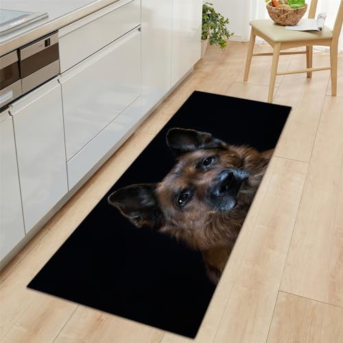 Teppich Läufer Deutscher Schäferhund Rutschfestes Küchenmatten 60x120cm, Schwarz Teppiche Waschbare Gummiunterlage Fußmatte, Mikrofaser Eingangsbereich Flur Teppich Teppich Läufer Deutscher Schäferhund Rutschfestes Küchenmatten 60x120cm, Schwarz Teppiche Waschbare Gummiunterlage Fußmatte, Mikrofaser Eingangsbereich Flur Teppich von Generic