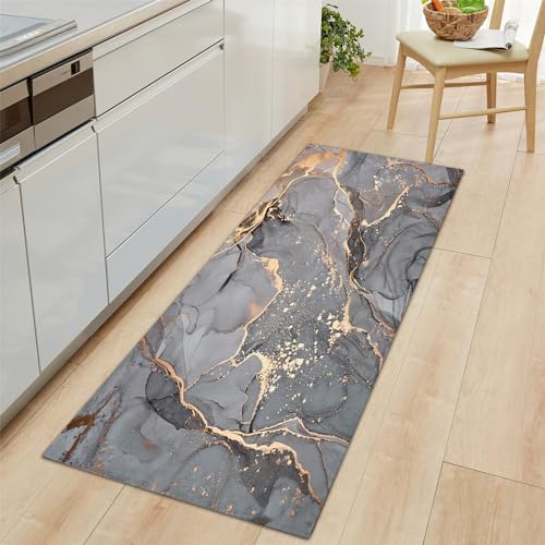 Teppich Läufer Marmorstreifen Rutschfestes Küchenmatten 60x150cm, Grau Teppiche Waschbare Gummiunterlage Fußmatte, Mikrofaser Eingangsbereich Flur Teppich Teppich Läufer Marmorstreifen Rutschfestes Küchenmatten 60x150cm, Grau Teppiche Waschbare Gummiunterlage Fußmatte, Mikrofaser Eingangsbereich Flur Teppich von Generic