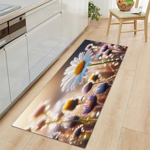 Generic Teppich Läufer Multi rutschfest Küchenteppich 60x180cm, Pflanze Blumen Chrysantheme Teppich Läufer, Küchenteppich, Läufer, Fußmatte Lang, Flur Teppich Waschbar von Generic