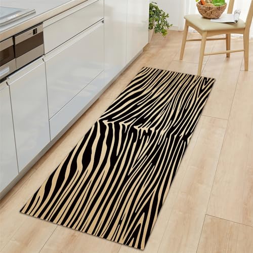 Teppich Läufer Tier-Zebra-Druck Rutschfestes Küchenmatten 60x150cm, Braun Teppiche Waschbare Gummiunterlage Fußmatte, Mikrofaser Eingangsbereich Flur Teppich Teppich Läufer Tier-Zebra-Druck Rutschfestes Küchenmatten 60x150cm, Braun Teppiche Waschbare Gummiunterlage Fußmatte, Mikrofaser Eingangsbereich Flur Teppich von Generic