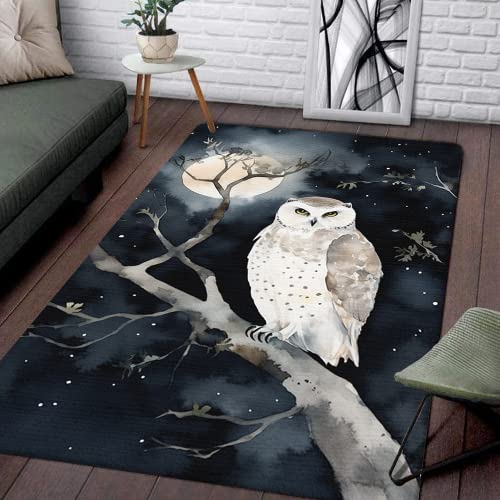 Teppich Mit Eulen Vintage Niedliche Eule Dekorative Teppiche - Schlafzimmer Wohnzimmer 3D Eule Weiche Teppiche, Floral Eule Fußmatten, Weiche Eule Anti-Rutsch-Teppiche (10,100 x 160 cm) von Generic