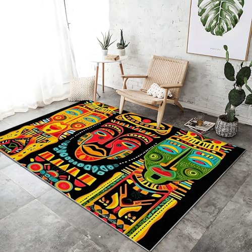 Teppich Moderner Bett für Schlafzimmer 120 x 170 cm Totemmaske Tribal Geometrisch Waschbarer Kurzflor Weicher rutschfest Teppiche für Wohnzimmer Büro Bereich Esszimmer Küche, Farbe Schwarz Teppich Moderner Bett für Schlafzimmer 120 x 170 cm Totemmaske Tribal Geometrisch Waschbarer Kurzflor Weicher rutschfest Teppiche für Wohnzimmer Büro Bereich Esszimmer Küche, Farbe Schwarz von Generic