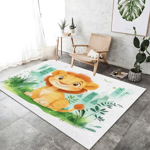 Teppich Moderner Bett für Schlafzimmer 50 x 80 cm Löwe Cartoon Pflanzen Waschbarer Kurzflor Weicher rutschfest Teppiche für Wohnzimmer Büro Bereich Esszimmer Küche, Grün Orange Teppich Moderner Bett für Schlafzimmer 50 x 80 cm Löwe Cartoon Pflanzen Waschbarer Kurzflor Weicher rutschfest Teppiche für Wohnzimmer Büro Bereich Esszimmer Küche, Grün Orange von Generic