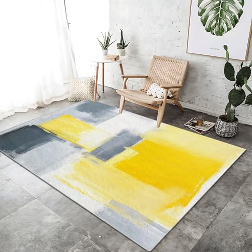 Teppich Moderner Bett für Schlafzimmer 80 x 150 cm Farbblock Modern Kunst Textur Waschbarer Kurzflor Weicher rutschfest Teppiche für Wohnzimmer Büro Bereich Esszimmer Küche, Gelb Grau Teppich Moderner Bett für Schlafzimmer 80 x 150 cm Farbblock Modern Kunst Textur Waschbarer Kurzflor Weicher rutschfest Teppiche für Wohnzimmer Büro Bereich Esszimmer Küche, Gelb Grau von Generic