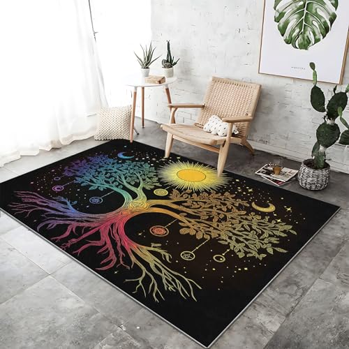Teppich Moderner Bett für Schlafzimmer 80 x 150 cm Lebensbaum Fantasie Sterne Waschbarer Kurzflor Weicher rutschfest Teppiche für Wohnzimmer Büro Bereich Esszimmer Küche, Bunt Teppich Moderner Bett für Schlafzimmer 80 x 150 cm Lebensbaum Fantasie Sterne Waschbarer Kurzflor Weicher rutschfest Teppiche für Wohnzimmer Büro Bereich Esszimmer Küche, Bunt von Generic