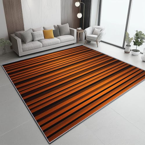 Teppich Orange und Schwarze Streifen Moderne Mode Teppich WohnzimmerModerner Kurzflor Schlafzimmer Waschbar rutschfest Design 180 x 250 cm für Esszimmer Dekor Schwarz Orange Schwarze Linien Teppich Orange und Schwarze Streifen Moderne Mode Teppich WohnzimmerModerner Kurzflor Schlafzimmer Waschbar rutschfest Design 180 x 250 cm für Esszimmer Dekor Schwarz Orange Schwarze Linien von Generic