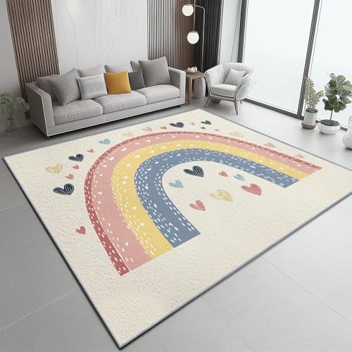 Teppich Regenbogen Liebe Spaß Frisch Teppich WohnzimmerModerner Kurzflor Schlafzimmer Waschbar rutschfest Design 120 x 180 cm für Esszimmer Büro Bereich Dekor Schwarz Rosa Bunt Teppich Regenbogen Liebe Spaß Frisch Teppich WohnzimmerModerner Kurzflor Schlafzimmer Waschbar rutschfest Design 120 x 180 cm für Esszimmer Büro Bereich Dekor Schwarz Rosa Bunt von Generic