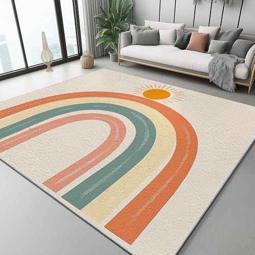 Teppich Regenbogen Sonne Böhmen Teppich WohnzimmerModerner Kurzflor Schlafzimmer Waschbar rutschfest Design 140 x 200 cm für Esszimmer Büro Bereich Dekor Schwarz Orange Grün Teppich Regenbogen Sonne Böhmen Teppich WohnzimmerModerner Kurzflor Schlafzimmer Waschbar rutschfest Design 140 x 200 cm für Esszimmer Büro Bereich Dekor Schwarz Orange Grün von Generic