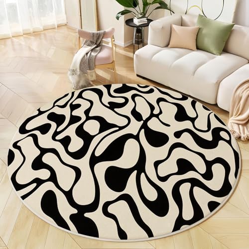 Teppich Rund, Innenbereich Teppich Abstrakte Streifen, 140 cm, Waschbar, rutschfest, Moderner Minimalistischer Stil, Für Wohnzimmer, Esszimmer, Schlafzimmer, Büro, Badezimmer, Beige Teppich Rund, Innenbereich Teppich Abstrakte Streifen, 140 cm, Waschbar, rutschfest, Moderner Minimalistischer Stil, Für Wohnzimmer, Esszimmer, Schlafzimmer, Büro, Badezimmer, Beige von Generic