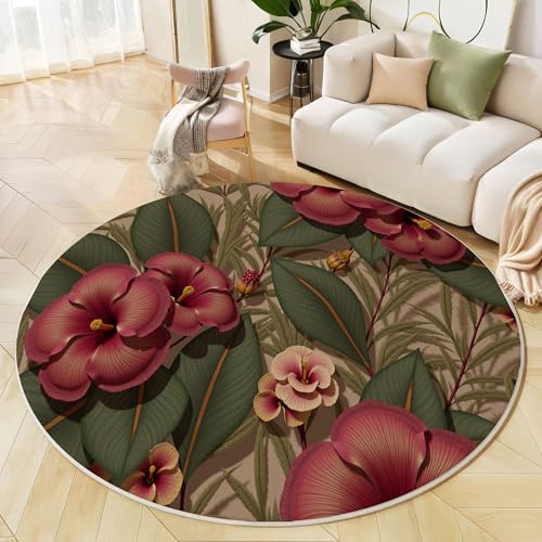 Teppich Rund, Innenbereich Teppich Elegante Blumen, 160 cm, Waschbar, rutschfest, Retro-Stil, Für Wohnzimmer, Esszimmer, Schlafzimmer, Büro, Badezimmer, Beige Teppich Rund, Innenbereich Teppich Elegante Blumen, 160 cm, Waschbar, rutschfest, Retro-Stil, Für Wohnzimmer, Esszimmer, Schlafzimmer, Büro, Badezimmer, Beige von Generic
