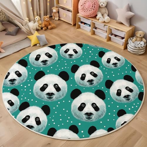 Teppich Rund, Innenbereich Teppich Panda, 120 cm, Waschbar, rutschfest, Cartoon-Tiere, Für Wohnzimmer, Esszimmer, Schlafzimmer, Büro, Badezimmer, Blaugrün Teppich Rund, Innenbereich Teppich Panda, 120 cm, Waschbar, rutschfest, Cartoon-Tiere, Für Wohnzimmer, Esszimmer, Schlafzimmer, Büro, Badezimmer, Blaugrün von Generic