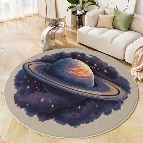 Teppich Rund, Innenbereich Teppich Saturn, 140 cm, Waschbar, rutschfest, Cartoon Sternenhimmel, Für Wohnzimmer, Esszimmer, Schlafzimmer, Büro, Badezimmer, Beige Teppich Rund, Innenbereich Teppich Saturn, 140 cm, Waschbar, rutschfest, Cartoon Sternenhimmel, Für Wohnzimmer, Esszimmer, Schlafzimmer, Büro, Badezimmer, Beige von Generic