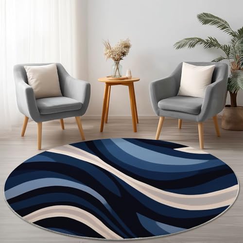 Teppich Rund 120 cm rutschfest Teppiche Runder Modern Abstrakt Geometrisch Linien Niedrigflor Waschbar Kurzflor Weich Runder Teppich for Wohnzimmer Schlafzimmer Studie Heimbüro, Blau Weiß Teppich Rund 120 cm rutschfest Teppiche Runder Modern Abstrakt Geometrisch Linien Niedrigflor Waschbar Kurzflor Weich Runder Teppich for Wohnzimmer Schlafzimmer Studie Heimbüro, Blau Weiß von Generic