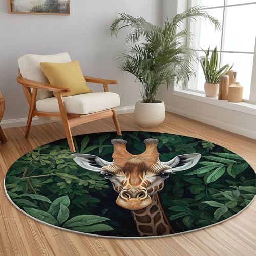 Teppich Rund 160 cm Teppich Wohnzimmer Bunt Waschbarer Elegant Giraffe Xiao-Bild Wald Teppiche Schlafzimmer Teppiche Kurzflor für Wohnzimmer Schlafzimmer Esszimmer Teppich Rund 160 cm Teppich Wohnzimmer Bunt Waschbarer Elegant Giraffe Xiao-Bild Wald Teppiche Schlafzimmer Teppiche Kurzflor für Wohnzimmer Schlafzimmer Esszimmer von Generic