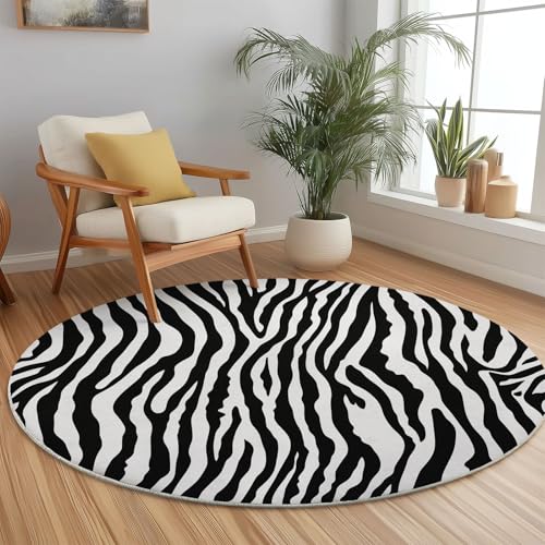 Teppich Rund 160 cm Waschbare Teppiche Zebrastreifen Tradition Camouflage Bedruckter Runder Teppiche rutschfest Carpet, Schwarz Weiß Teppich Schlafzimmer Kinderzimmer Teppich Rund 160 cm Waschbare Teppiche Zebrastreifen Tradition Camouflage Bedruckter Runder Teppiche rutschfest Carpet, Schwarz Weiß Teppich Schlafzimmer Kinderzimmer von Generic