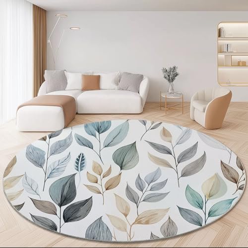Teppich Rund 180 cm Natur Blätter Laub Grün – Rutschfester Kurzflor Teppich Für Wohnzimmer Schlafzimmer Kinderzimmer Büro Spielzimmer Waschbar Modern Dekorativ Weich Teppich Rund 180 cm Natur Blätter Laub Grün – Rutschfester Kurzflor Teppich Für Wohnzimmer Schlafzimmer Kinderzimmer Büro Spielzimmer Waschbar Modern Dekorativ Weich von Generic