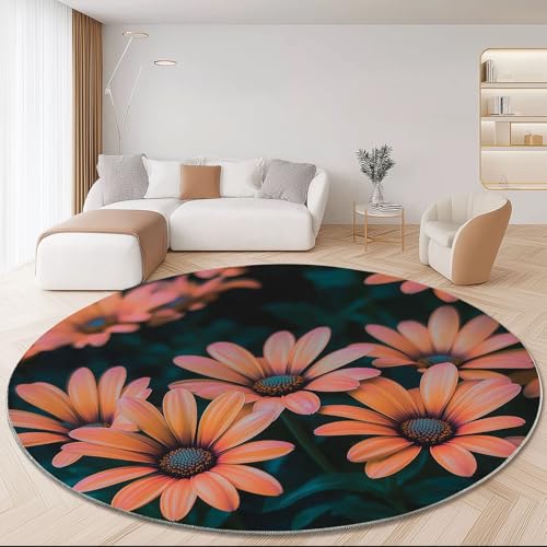 Teppich Rund 90 cm Pflanzen Gänseblümchen Blätter Orange Farbe rutschfest Teppiche Runder Waschbar Rund Teppiche Kurzflor Weich Runder Teppich for Wohnzimmer Schlafzimmer Kinderzimmer Teppich Rund 90 cm Pflanzen Gänseblümchen Blätter Orange Farbe rutschfest Teppiche Runder Waschbar Rund Teppiche Kurzflor Weich Runder Teppich for Wohnzimmer Schlafzimmer Kinderzimmer von Generic