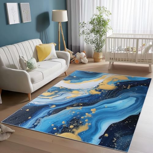 Teppich Schlafzimmer Kurzflor 160 x 230 cm Wohnzimmer Rechteck rutschfeste Teppich, Abstrakt Marmoriert Wirbel Muster Dekoration Carpets, Weich Flauschiger Waschbar Teppiche - Bunt Teppich Schlafzimmer Kurzflor 160 x 230 cm Wohnzimmer Rechteck rutschfeste Teppich, Abstrakt Marmoriert Wirbel Muster Dekoration Carpets, Weich Flauschiger Waschbar Teppiche - Bunt von Generic