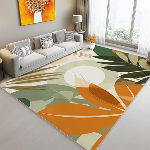 Teppich Schlafzimmer Kurzflor 160 x 230 cm Wohnzimmer Rechteck rutschfeste Teppich, Bohème Abstrakt Tropische Blätter Muster Dekoration Carpets, Weich Flauschiger Waschbar Teppiche - Bunt Teppich Schlafzimmer Kurzflor 160 x 230 cm Wohnzimmer Rechteck rutschfeste Teppich, Bohème Abstrakt Tropische Blätter Muster Dekoration Carpets, Weich Flauschiger Waschbar Teppiche - Bunt von Generic