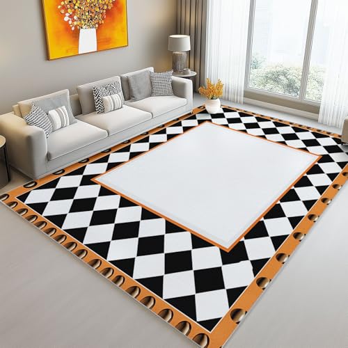 Teppich Schlafzimmer Kurzflor 160 x 230 cm Wohnzimmer Rechteck rutschfeste Teppich, Einfach Kariert Rahmen Muster Dekoration Carpets, Weich Flauschiger Waschbar Teppiche - Bunt Teppich Schlafzimmer Kurzflor 160 x 230 cm Wohnzimmer Rechteck rutschfeste Teppich, Einfach Kariert Rahmen Muster Dekoration Carpets, Weich Flauschiger Waschbar Teppiche - Bunt von Generic