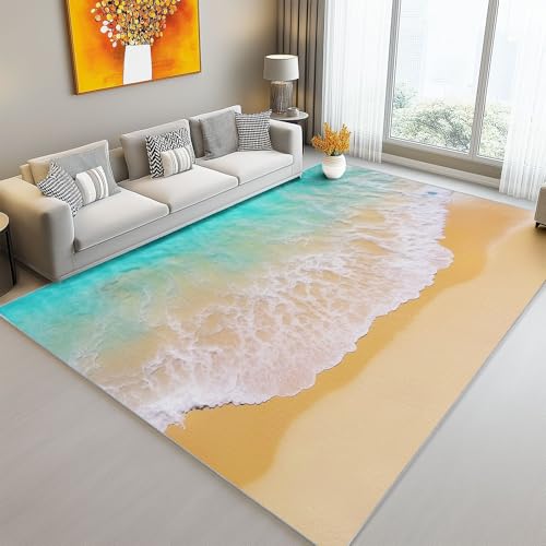 Teppich Schlafzimmer Kurzflor 160 x 230 cm Wohnzimmer Rechteck rutschfeste Teppich, Nahaufnahme Meereswellen Strand Muster Dekoration Carpets, Weich Flauschiger Waschbar Teppiche - Bunt Teppich Schlafzimmer Kurzflor 160 x 230 cm Wohnzimmer Rechteck rutschfeste Teppich, Nahaufnahme Meereswellen Strand Muster Dekoration Carpets, Weich Flauschiger Waschbar Teppiche - Bunt von Generic