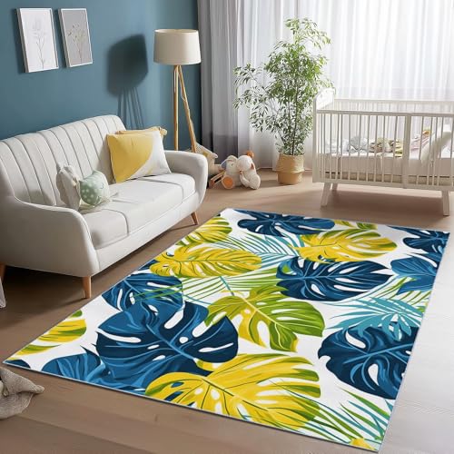 Teppich Schlafzimmer Kurzflor 160 x 230 cm Wohnzimmer Rechteck rutschfeste Teppich, Tropische Pflanzen Blätter Monstera-Blätter Muster Dekoration Carpets, Weich Flauschiger Waschbar Teppiche - Bunt Teppich Schlafzimmer Kurzflor 160 x 230 cm Wohnzimmer Rechteck rutschfeste Teppich, Tropische Pflanzen Blätter Monstera-Blätter Muster Dekoration Carpets, Weich Flauschiger Waschbar Teppiche - Bunt von Generic