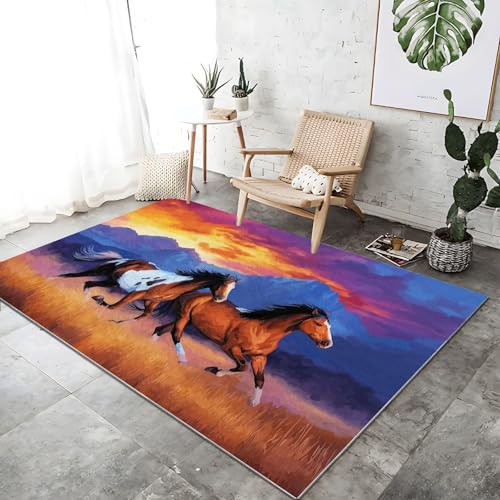 Teppich Schlafzimmer Pflegeleicht - Lila Teppich Kurzflor Waschbar Bodenmatte 100 x 150 cm für Wohnzimmer und Jugendzimmer Jungen Natur Berge Pferde Personalisiert Teppiche Teppich Schlafzimmer Pflegeleicht - Lila Teppich Kurzflor Waschbar Bodenmatte 100 x 150 cm für Wohnzimmer und Jugendzimmer Jungen Natur Berge Pferde Personalisiert Teppiche von Generic