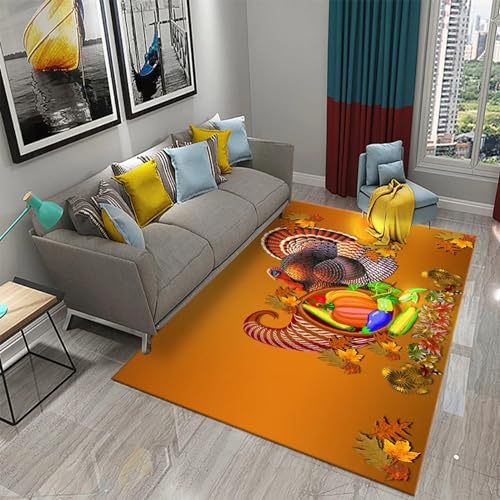 Teppich Thanksgiving-Kürbis 3D Gedruckter Teppich Wohnzimmerteppiche Schlafzimmer Große Teppiche Moderner Druck Bodenteppich Fußmatte 160 X 230 Cm / 62.99" X 90.55" - Weich ， Schmutzabweisend -5Y5J9S2 von Generic