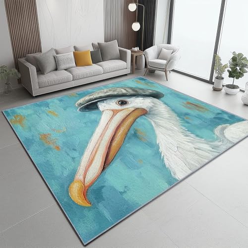 Teppich Tiere Kunst Tiere Retro Teppich WohnzimmerModerner Kurzflor Schlafzimmer Waschbar rutschfest Design 140 x 200 cm für Esszimmer Büro Bereich Dekor Schwarz Blau Orange Grau Teppich Tiere Kunst Tiere Retro Teppich WohnzimmerModerner Kurzflor Schlafzimmer Waschbar rutschfest Design 140 x 200 cm für Esszimmer Büro Bereich Dekor Schwarz Blau Orange Grau von Generic