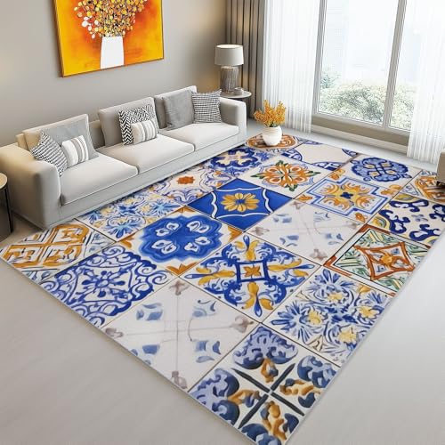 Teppich Traditionell Patchwork Fliesen Blumen Bedruckter Mikrofaser Waschbarer Kurzflor Wohnzimmerteppich 140 x 200 cm rutschfest Schlafzimmer Indoor-Dekorative Kind Teppiche Bunt Teppich Traditionell Patchwork Fliesen Blumen Bedruckter Mikrofaser Waschbarer Kurzflor Wohnzimmerteppich 140 x 200 cm rutschfest Schlafzimmer Indoor-Dekorative Kind Teppiche Bunt von Generic