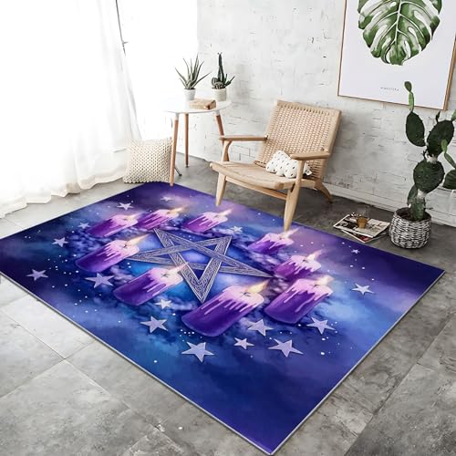 Teppich Waschbarer Lila Blau, Teppich Fantasie Kerzen Pentagramm Bedruckter Weich rutschfest Kurzflor Schlafzimmer, Teppiche für Wohnzimmer Kinderzimmer 120 x 170 cm Teppich Waschbarer Lila Blau, Teppich Fantasie Kerzen Pentagramm Bedruckter Weich rutschfest Kurzflor Schlafzimmer, Teppiche für Wohnzimmer Kinderzimmer 120 x 170 cm von Generic