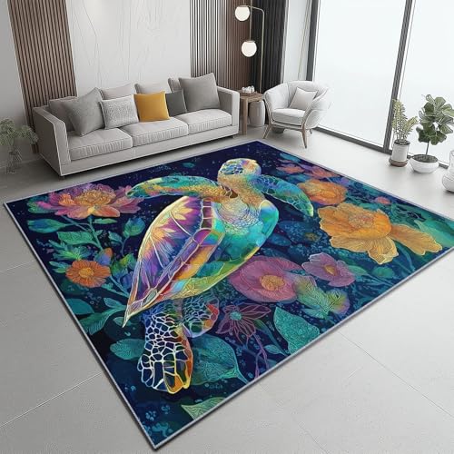 Teppich Wohnzimmer, 60 X 90 cm Waschbar Kurzflor rutschfest Weich Fantasie Blumen Schildkröten Bettvorleger Großer Teppiche Für Schlafzimmer Kinderzimmer Büro Esszimmerlila Grün Teppich Wohnzimmer, 60 X 90 cm Waschbar Kurzflor rutschfest Weich Fantasie Blumen Schildkröten Bettvorleger Großer Teppiche Für Schlafzimmer Kinderzimmer Büro Esszimmerlila Grün von Generic