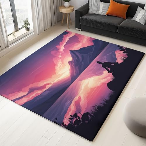 Teppich Wohnzimmer 120 X 170 cm – Waschbarer Kurzflor Teppich, rutschfest, Natur See Berge, Pflegeleicht – Für Flur, Wohnzimmer, Schlafzimmer & Esszimmer, Lila Rosa Teppich Wohnzimmer 120 X 170 cm – Waschbarer Kurzflor Teppich, rutschfest, Natur See Berge, Pflegeleicht – Für Flur, Wohnzimmer, Schlafzimmer & Esszimmer, Lila Rosa von Generic