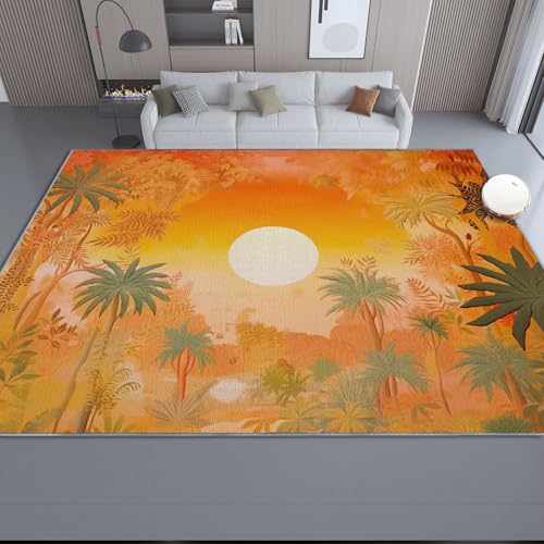 Teppich Wohnzimmer 120 x 180 cm, Dschungelbäume Exotik Pflanzen Waschbarer Teppiche rutschfest für Schlafzimmer Büro Esszimmer - Orange Farbe Kurzflor Flauschig KinderTeppiche Dekoration Teppich Wohnzimmer 120 x 180 cm, Dschungelbäume Exotik Pflanzen Waschbarer Teppiche rutschfest für Schlafzimmer Büro Esszimmer - Orange Farbe Kurzflor Flauschig KinderTeppiche Dekoration von Generic