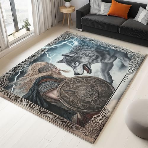 Teppich Wohnzimmer 160 x 230 cm Teppich Grau braunes Waschbarer Mythologie Tiere Schild Bedruckter rutschfeste Schlafzimmer Kurzflor, Teppiche für Wohnzimmer Kinderzimmer Teppich Wohnzimmer 160 x 230 cm Teppich Grau braunes Waschbarer Mythologie Tiere Schild Bedruckter rutschfeste Schlafzimmer Kurzflor, Teppiche für Wohnzimmer Kinderzimmer von Generic
