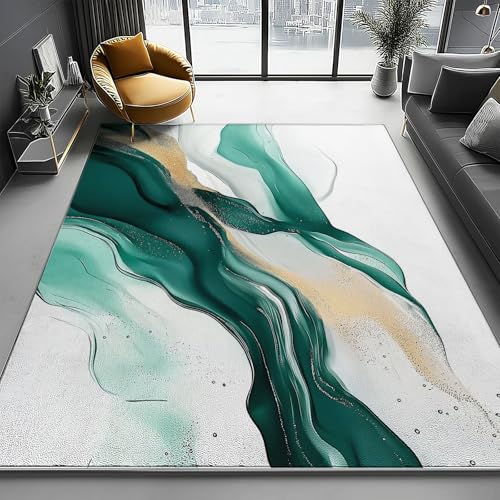 Teppich Wohnzimmer 50 X 80 cm Moderner Stil Weich Schlafzimmer rutschfest, Flüssigkeit Textur Goldpulver Waschbare Kurzflor Flauschiger Flanell Teppiche Für Wohnzimmer, Esszimmer, Büro von Generic