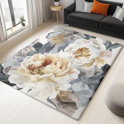 Teppich Wohnzimmer 50 X 80 cm Pflanzen Blätter Pfingstrose rutschfest Kurzflor Kunstwolle Schlafzimmer Klein Teppich Creme Grau Waschbar Teppiche Für Schlafzimmer Kinderzimmer Büro Teppich Wohnzimmer 50 X 80 cm Pflanzen Blätter Pfingstrose rutschfest Kurzflor Kunstwolle Schlafzimmer Klein Teppich Creme Grau Waschbar Teppiche Für Schlafzimmer Kinderzimmer Büro von Generic