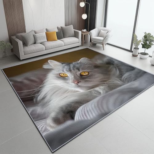Teppich Wohnzimmer 50 X 80 cm – Waschbarer Kurzflor Teppich, rutschfest, Tiere Fell Katze, Pflegeleicht – Für Flur, Wohnzimmer, Schlafzimmer & Esszimmer, Grau Gelb Teppich Wohnzimmer 50 X 80 cm – Waschbarer Kurzflor Teppich, rutschfest, Tiere Fell Katze, Pflegeleicht – Für Flur, Wohnzimmer, Schlafzimmer & Esszimmer, Grau Gelb von Generic