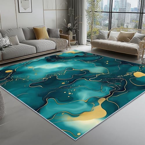 Teppich Wohnzimmer Abstrakt Alkoholtinte Fluid Art Thema, Türkis Schmutzabweisend Flanell Waschbar Kinder Teppiche, 140 x 200 cm Personalisierte Dekor für Schlafzimmer Das BüRo Teppich Wohnzimmer Abstrakt Alkoholtinte Fluid Art Thema, Türkis Schmutzabweisend Flanell Waschbar Kinder Teppiche, 140 x 200 cm Personalisierte Dekor für Schlafzimmer Das BüRo von Generic