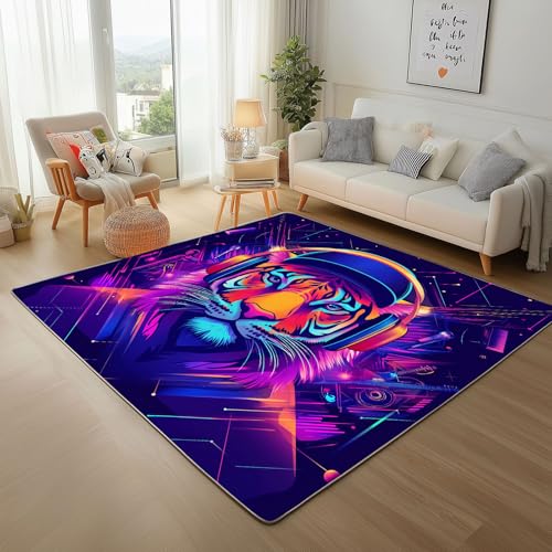 Teppich Wohnzimmer Abstrakt Tiger Mit Musik KopfhöRern Waschbar Kurzflor Teppich Flauschiger Rutschfester Moderner Gemalter Tiere Tiger Teppisch Schlafzimmer, Weicher Rugs for Living Room 80x150cm Teppich Wohnzimmer Abstrakt Tiger Mit Musik KopfhöRern Waschbar Kurzflor Teppich Flauschiger Rutschfester Moderner Gemalter Tiere Tiger Teppisch Schlafzimmer, Weicher Rugs for Living Room 80x150cm von Generic