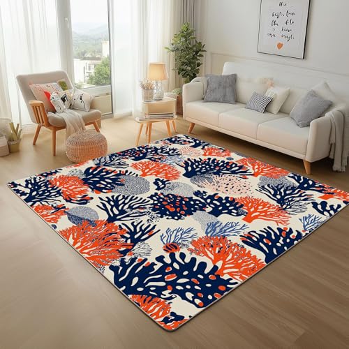 Teppich Wohnzimmer Abstrakte Pflanzen Koralle Waschbar Kurzflor Teppich Flauschiger Rutschfester Moderner Koralle Mit Meeresleben Teppisch Schlafzimmer Weicher Rugs for Living Room 200x300cm Teppich Wohnzimmer Abstrakte Pflanzen Koralle Waschbar Kurzflor Teppich Flauschiger Rutschfester Moderner Koralle Mit Meeresleben Teppisch Schlafzimmer Weicher Rugs for Living Room 200x300cm von Generic