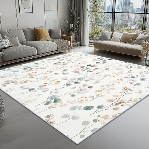 Teppich Wohnzimmer Aquarell Pastoral Blumen Thema, Weiß Schmutzabweisend Flanell Waschbar Kinder Teppiche, 120 x 180 cm Personalisierte Dekor für Schlafzimmer Das BüRo Teppich Wohnzimmer Aquarell Pastoral Blumen Thema, Weiß Schmutzabweisend Flanell Waschbar Kinder Teppiche, 120 x 180 cm Personalisierte Dekor für Schlafzimmer Das BüRo von Generic