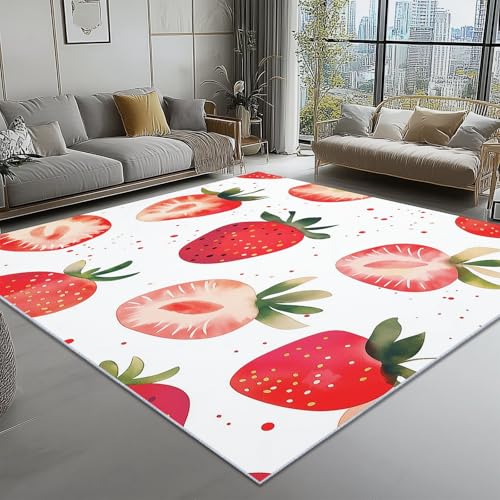 Teppich Wohnzimmer Aquarell Traum Früchte Thema, Weiß Schmutzabweisend Flanell Waschbar Kinder Teppiche, 100 x 150 cm Personalisierte Dekor für Schlafzimmer Das BüRo Teppich Wohnzimmer Aquarell Traum Früchte Thema, Weiß Schmutzabweisend Flanell Waschbar Kinder Teppiche, 100 x 150 cm Personalisierte Dekor für Schlafzimmer Das BüRo von Generic