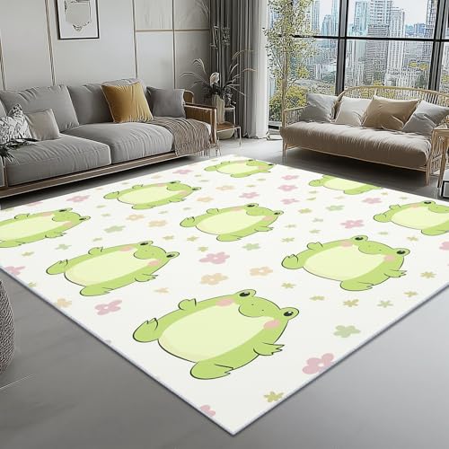 Teppich Wohnzimmer Cartoon Gekritzel Tierdrucke Thema, Weiß Schmutzabweisend Flanell Waschbar Kinder Teppiche, 160 x 230 cm Personalisierte Dekor für Schlafzimmer Das BüRo von Generic