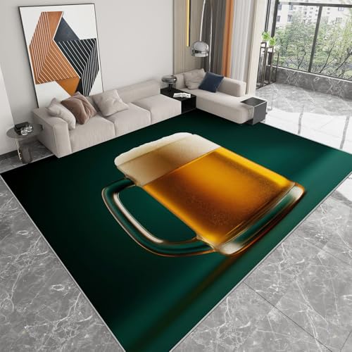 Teppich Wohnzimmer Dunkelgrün, Realistisch Modern Weingläser Waschbar rutschfest Weich Kurzflor Teppich 140 x 200 cm - für Wohnzimmer Schlafzimmer Esszimmer Teppich Wohnzimmer Dunkelgrün, Realistisch Modern Weingläser Waschbar rutschfest Weich Kurzflor Teppich 140 x 200 cm - für Wohnzimmer Schlafzimmer Esszimmer von Generic