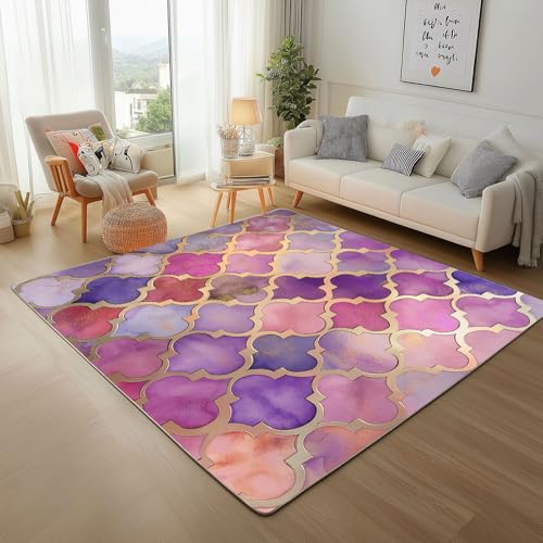 Teppich Wohnzimmer Luxuriöse Vintage Geometrie Batik Waschbar Kurzflor Teppich Flauschiger Rutschfester Moderner Geometrie Batikmuster Lila Teppisch Schlafzimmer Rugs for Living Room 140x200cm Teppich Wohnzimmer Luxuriöse Vintage Geometrie Batik Waschbar Kurzflor Teppich Flauschiger Rutschfester Moderner Geometrie Batikmuster Lila Teppisch Schlafzimmer Rugs for Living Room 140x200cm von Generic