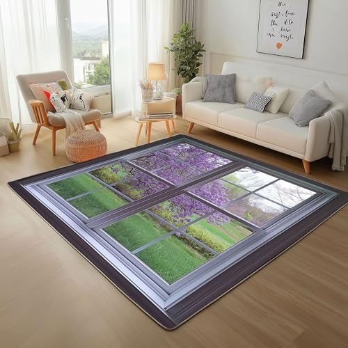 Teppich Wohnzimmer Natur Fensterblick Waschbar Kurzflor Teppich Flauschiger Rutschfester Moderner Naturpflanzenbäume Teppisch Schlafzimmer Esszimmer, Weicher Rugs for Living Room 180x240cm Teppich Wohnzimmer Natur Fensterblick Waschbar Kurzflor Teppich Flauschiger Rutschfester Moderner Naturpflanzenbäume Teppisch Schlafzimmer Esszimmer, Weicher Rugs for Living Room 180x240cm von Generic