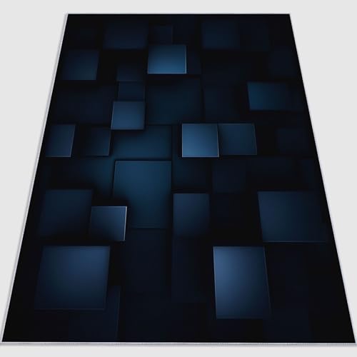 Teppich Wohnzimmer Waschbarer Geometrisch Modern Kubisch Kurzflor rutschfest Dunkelblaue, kühle Farbe Weiche Teppich Esszimmer und Außenbereich, In- und Outdoor 60 x 110 cm Teppich Wohnzimmer Waschbarer Geometrisch Modern Kubisch Kurzflor rutschfest Dunkelblaue, kühle Farbe Weiche Teppich Esszimmer und Außenbereich, In- und Outdoor 60 x 110 cm von Generic